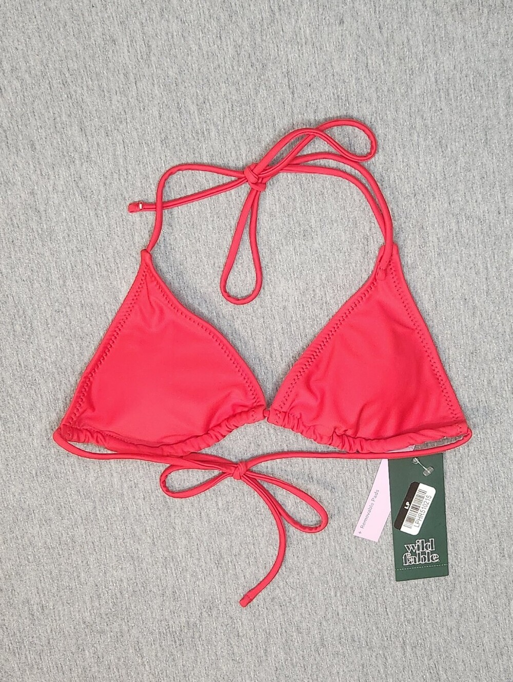 Wild Fable Women’s Solid Tricot Triangle Bikini Top – Red (Size XXS)